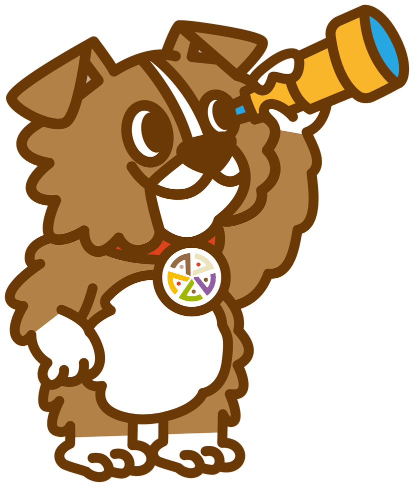 望遠鏡を持ったキャラクター